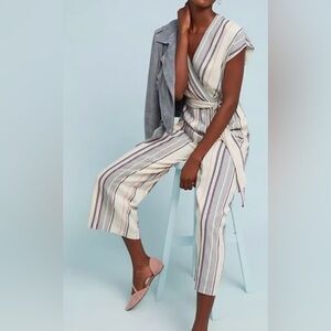 Anthropologie Dolan Size Medium Millie Striped Jumpsuit Romper Linen blend